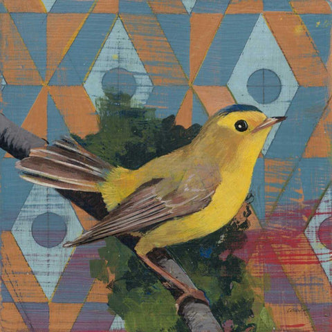 Wilsons Warbler Black Modern Wood Framed Art Print with Double Matting by Lovell, Kathrine