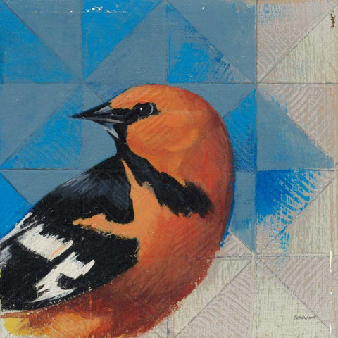Oriole Black Modern Wood Framed Art Print by Lovell, Kathrine