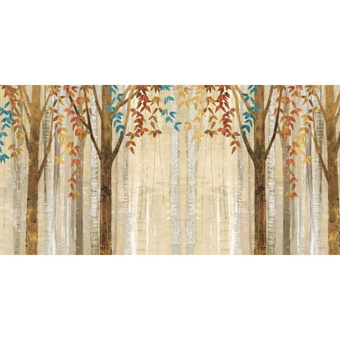 Down to the Woods Autumn Teal Crop Gold Ornate Wood Framed Art Print with Double Matting by Tillmon, Avery