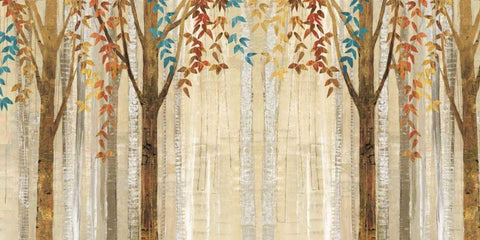 Down to the Woods Autumn Teal Crop Black Ornate Wood Framed Art Print with Double Matting by Tillmon, Avery