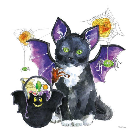 Halloween Pets VI Black Ornate Wood Framed Art Print with Double Matting by Grove, Beth