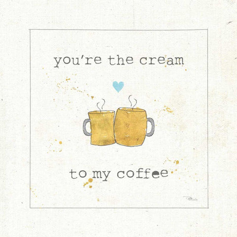 Coffee Cuties II Turquoise Heart v2 Black Modern Wood Framed Art Print by Pela Studio