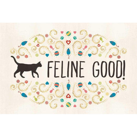 Otomi Cats I White Modern Wood Framed Art Print by Charron, Veronique