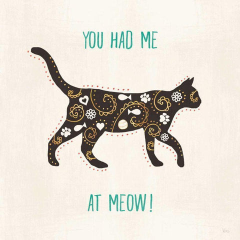 Otomi Cats IV Gold Ornate Wood Framed Art Print with Double Matting by Charron, Veronique