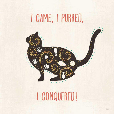 Otomi Cats V Black Ornate Wood Framed Art Print with Double Matting by Charron, Veronique