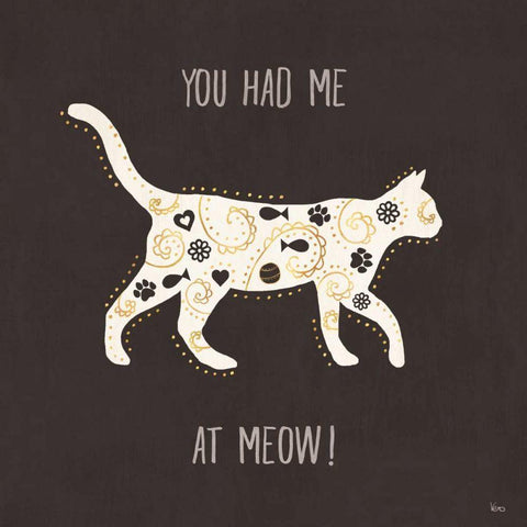 Otomi Cats IV Dark Neutral Gold Ornate Wood Framed Art Print with Double Matting by Charron, Veronique