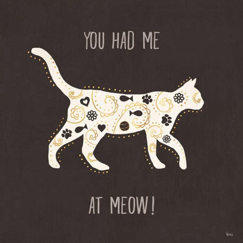 Otomi Cats IV Dark Neutral White Modern Wood Framed Art Print with Double Matting by Charron, Veronique