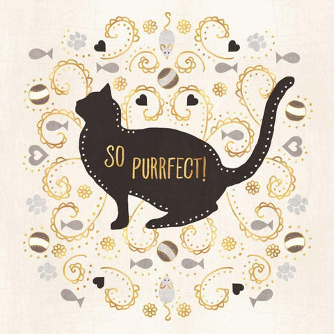 Otomi Cats III Neutral Black Modern Wood Framed Art Print with Double Matting by Charron, Veronique