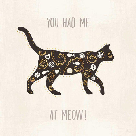 Otomi Cats IV Neutral White Modern Wood Framed Art Print by Charron, Veronique