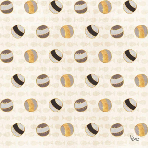 Otomi Cats Step 02A Neutral Black Modern Wood Framed Art Print with Double Matting by Charron, Veronique