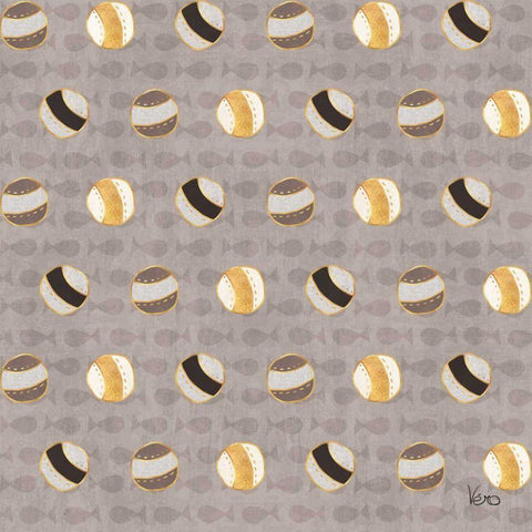 Otomi Cats Step 02C Neutral Black Modern Wood Framed Art Print with Double Matting by Charron, Veronique