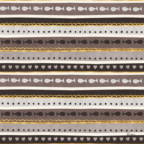 Otomi Cats Step 03 Neutral Black Modern Wood Framed Art Print with Double Matting by Charron, Veronique