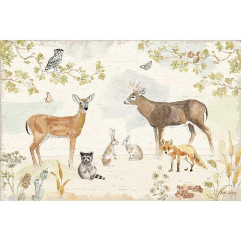 Woodland Wreath I Gold Ornate Wood Framed Art Print with Double Matting by Grove, Beth