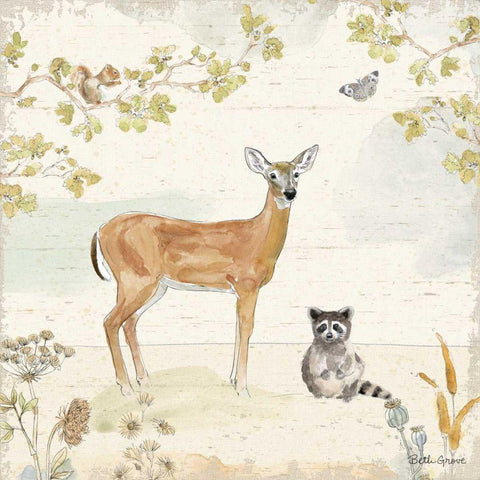 Woodland Wreath II White Modern Wood Framed Art Print with Double Matting by Grove, Beth