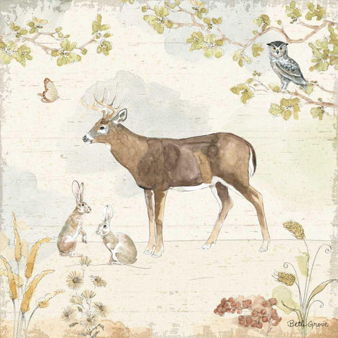 Woodland Wreath III Black Modern Wood Framed Art Print by Grove, Beth