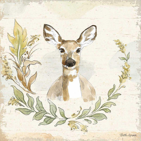 Woodland Wreath VII White Modern Wood Framed Art Print by Grove, Beth