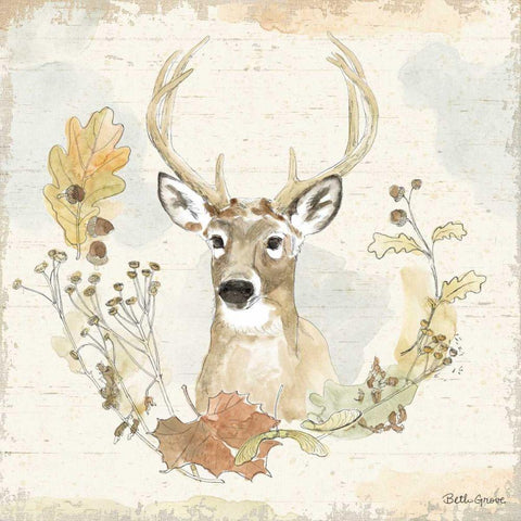 Woodland Wreath VIII White Modern Wood Framed Art Print by Grove, Beth