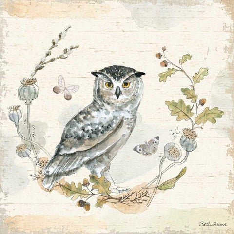 Woodland Wreath IX Gold Ornate Wood Framed Art Print with Double Matting by Grove, Beth