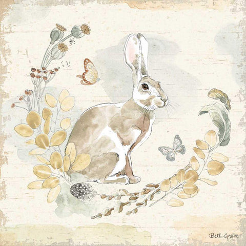 Woodland Wreath X White Modern Wood Framed Art Print with Double Matting by Grove, Beth