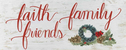 Christmas Holiday - Faith Family Friends Black Ornate Wood Framed Art Print with Double Matting by Wiens, James