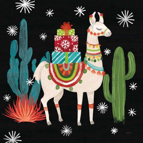 Lovely Llamas II Christmas Black Black Modern Wood Framed Art Print with Double Matting by Urban, Mary