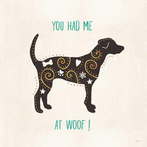 Otomi Dogs IV Black Modern Wood Framed Art Print by Charron, Veronique