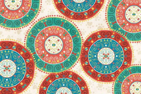 Otomi Dogs VI White Modern Wood Framed Art Print with Double Matting by Charron, Veronique