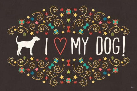 Otomi Dogs I Dark White Modern Wood Framed Art Print with Double Matting by Charron, Veronique