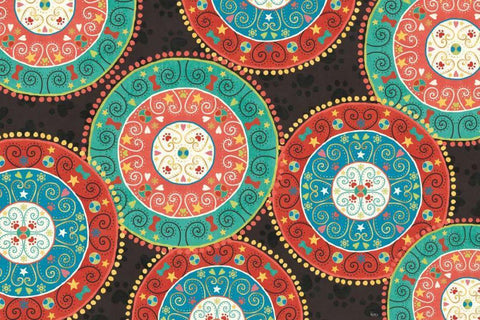 Otomi Dogs VI Dark White Modern Wood Framed Art Print with Double Matting by Charron, Veronique