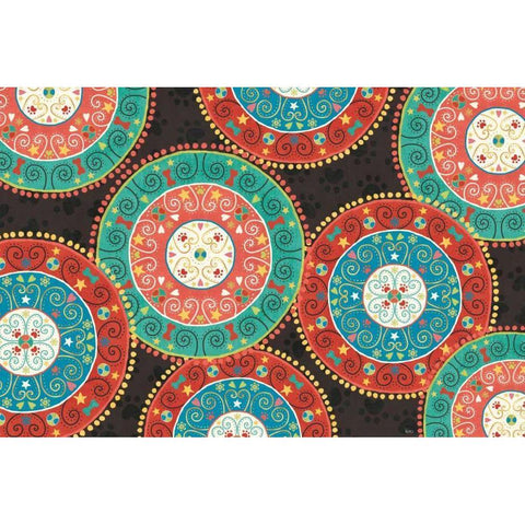 Otomi Dogs VI Dark Black Modern Wood Framed Art Print with Double Matting by Charron, Veronique