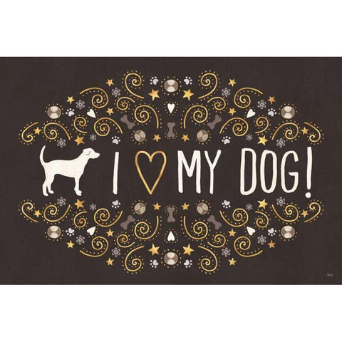 Otomi Dogs I Dark Neutral Gold Ornate Wood Framed Art Print with Double Matting by Charron, Veronique