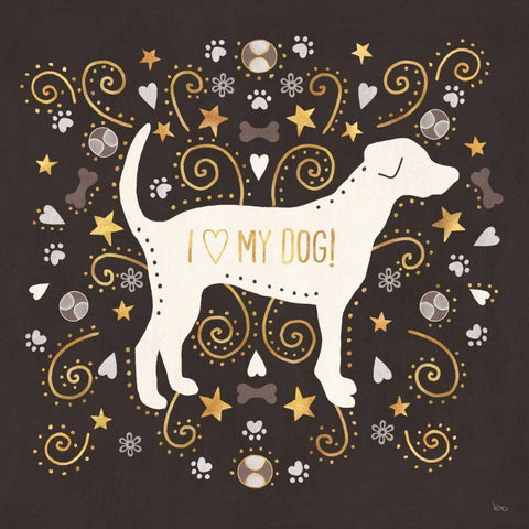 Otomi Dogs II Dark Neutral Black Ornate Wood Framed Art Print with Double Matting by Charron, Veronique