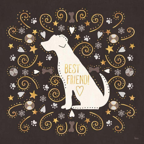 Otomi Dogs III Dark Neutral Black Modern Wood Framed Art Print with Double Matting by Charron, Veronique