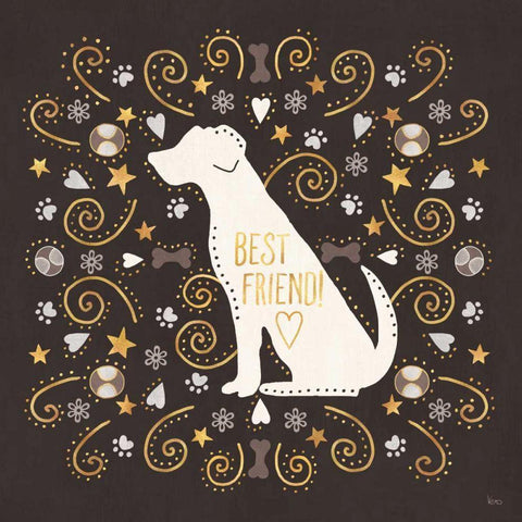 Otomi Dogs III Dark Neutral White Modern Wood Framed Art Print with Double Matting by Charron, Veronique