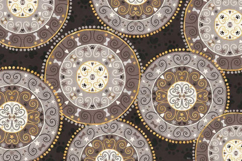 Otomi Dogs VI Dark Neutral White Modern Wood Framed Art Print with Double Matting by Charron, Veronique