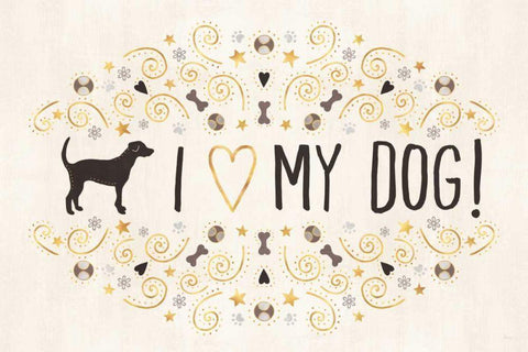 Otomi Dogs I Neutral Black Ornate Wood Framed Art Print with Double Matting by Charron, Veronique