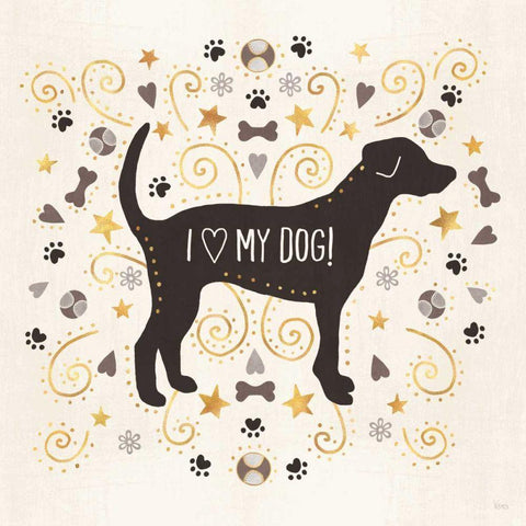 Otomi Dogs II Neutral Gold Ornate Wood Framed Art Print with Double Matting by Charron, Veronique