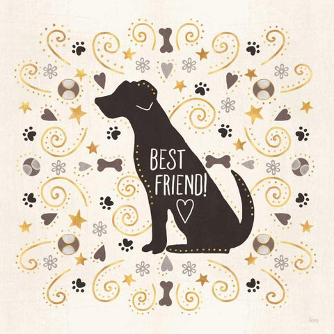 Otomi Dogs III Neutral Black Modern Wood Framed Art Print by Charron, Veronique