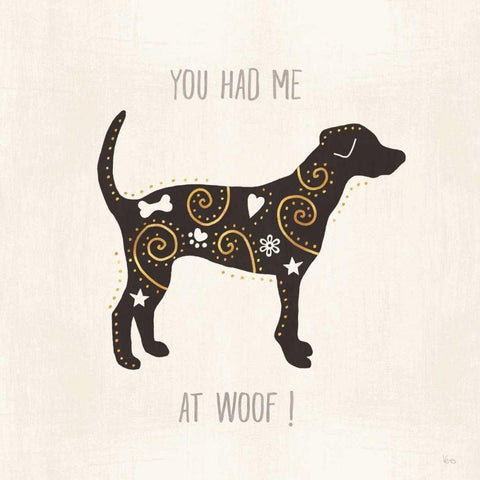 Otomi Dogs IV Neutral Black Modern Wood Framed Art Print with Double Matting by Charron, Veronique