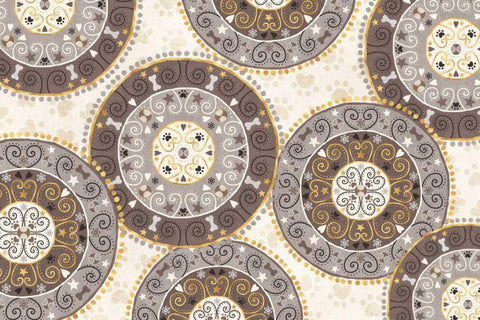 Otomi Dogs VI Neutral White Modern Wood Framed Art Print with Double Matting by Charron, Veronique