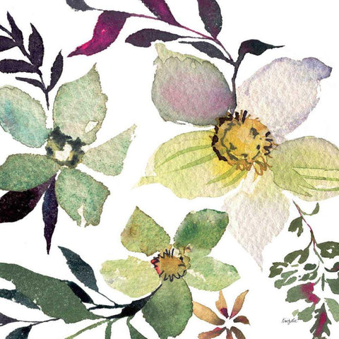 Hellebore Ya Doing III White Modern Wood Framed Art Print with Double Matting by Rice, Kristy