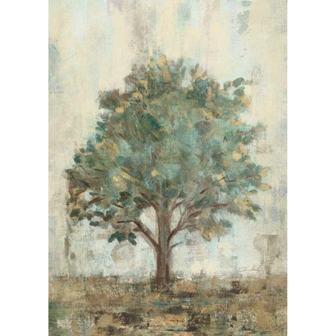 Verdi Trees I White Modern Wood Framed Art Print by Vassileva, Silvia