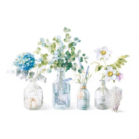 Beach Flowers I Black Modern Wood Framed Art Print by Nai, Danhui