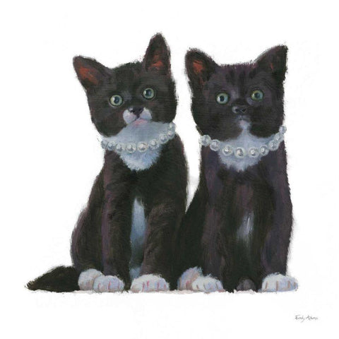 Cutie Kitties IV Black Modern Wood Framed Art Print with Double Matting by Adams, Emily