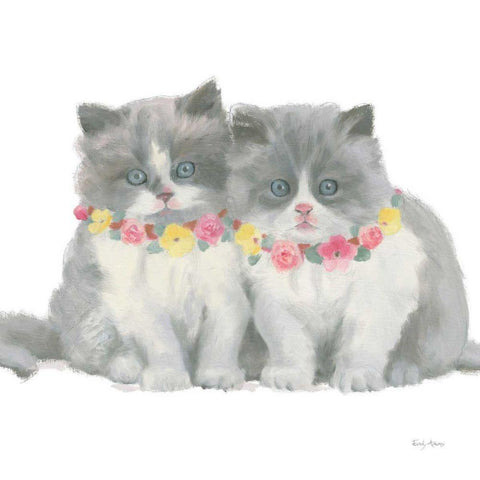 Cutie Kitties VIII White Modern Wood Framed Art Print with Double Matting by Adams, Emily