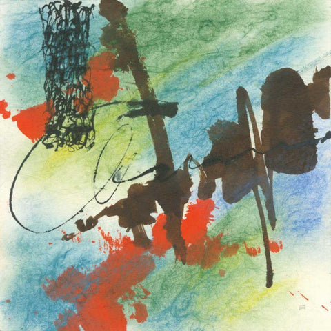 Graffiti Blue I Black Modern Wood Framed Art Print with Double Matting by Paschke, Chris