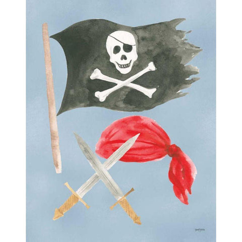 Pirates II White Modern Wood Framed Art Print by Jackson, Jenaya