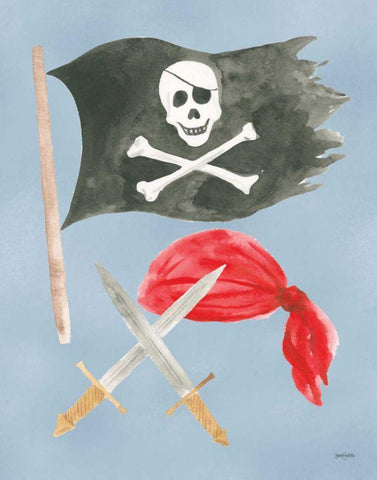 Pirates II White Modern Wood Framed Art Print with Double Matting by Jackson, Jenaya