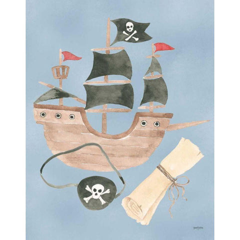Pirates IV Black Modern Wood Framed Art Print by Jackson, Jenaya