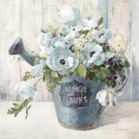 Garden Blooms II Blue Crop Gold Ornate Wood Framed Art Print with Double Matting by Nai, Danhui